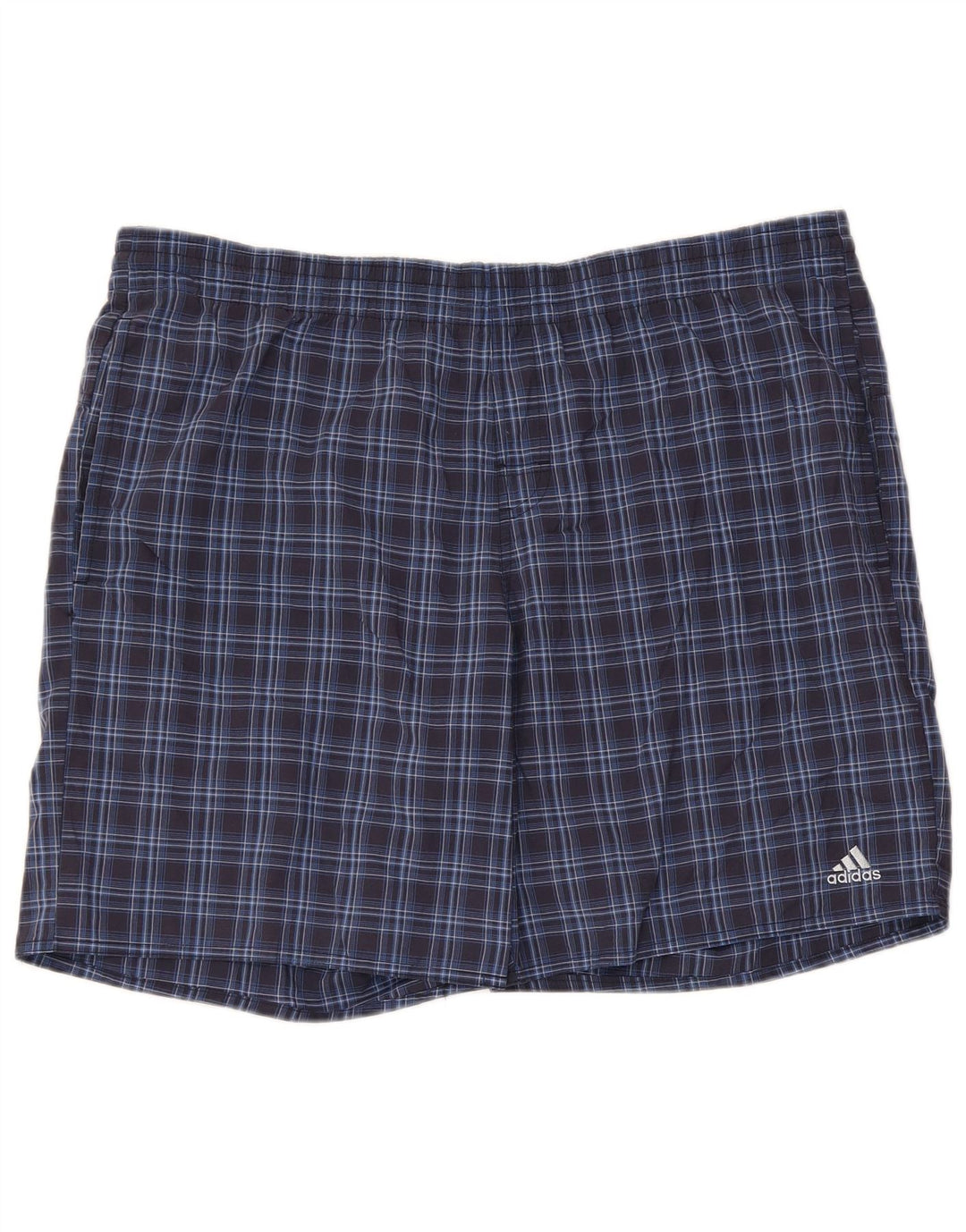 Shorts de natação masculinos Adidas grande poliéster xadrez azul