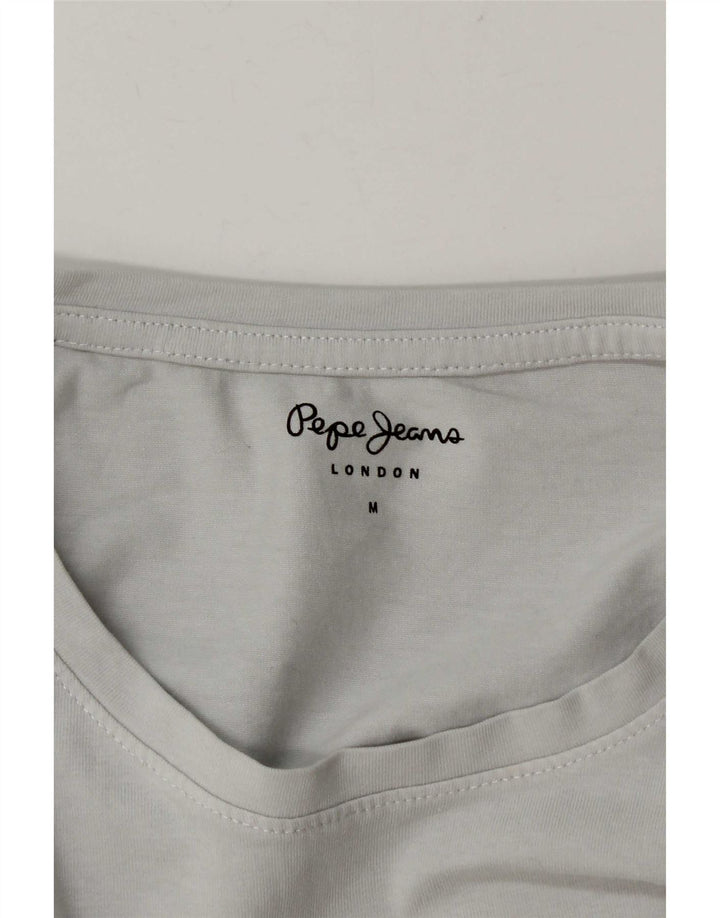 PEPE Jeans Top gráfico feminino manga comprida UK 14 cinza médio