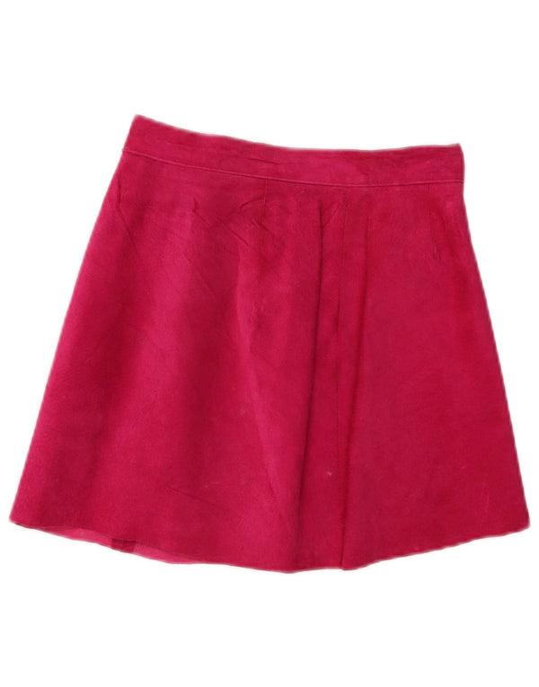Saia feminina vintage de camurça W24 XS rosa