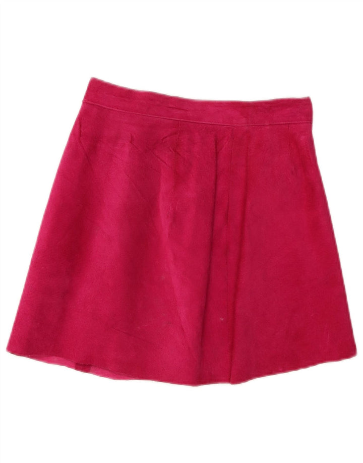 Saia feminina vintage de camurça W24 XS rosa