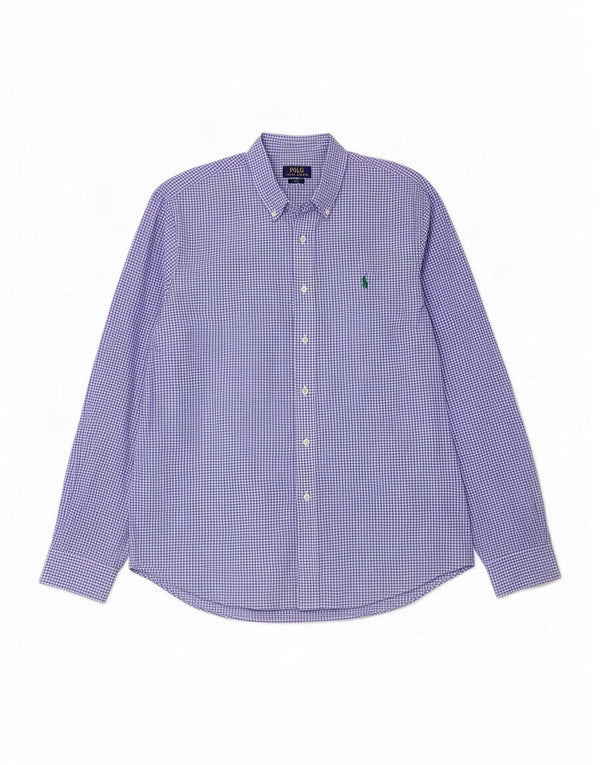 Polo Ralph Lauren Mens Slim Fit Camisa XL Azul Algodão Gingham