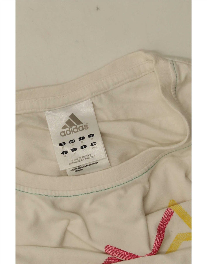 Adidas Mens Graphic T-Shirt Top Médio Branco Geométrico Algodão
