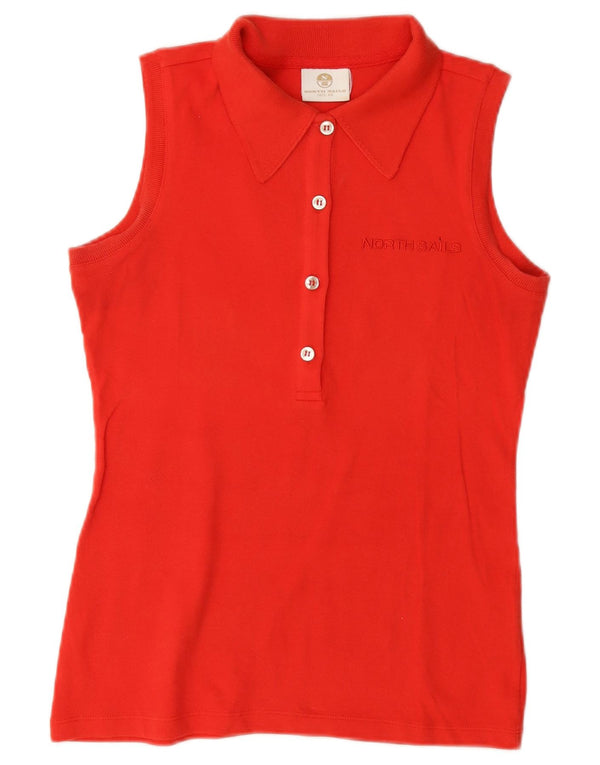 Camisa polo feminina sem mangas com estampa North Sails Reino Unido 6 XS algodão laranja