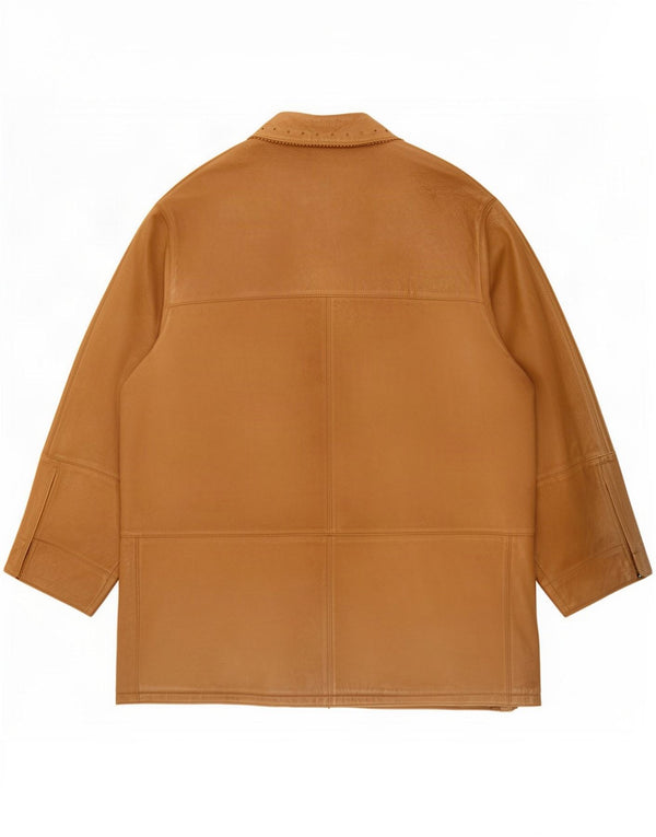 Sobretudo feminino vintage de camurça grande IT 50 XL couro bege