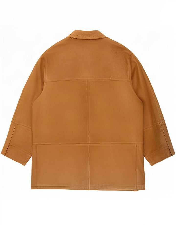 Sobretudo feminino vintage de camurça grande IT 50 XL couro bege