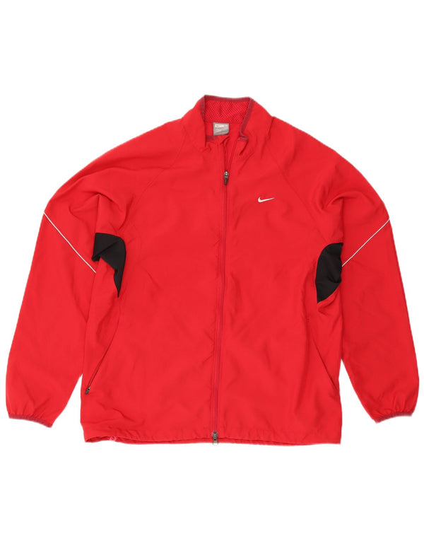 Nike Mens Tracksuit Top Jacket UK 39/41 Médio Vermelho Colorblock Poliéster