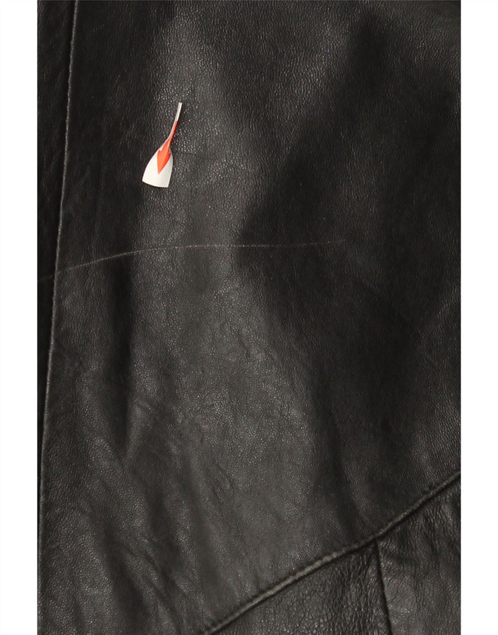 Casaco de couro feminino vintage UK 14 grande preto