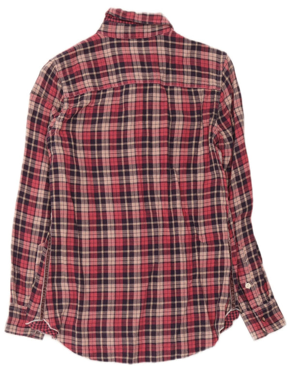 Replay Camisa feminina de flanela gráfica com ajuste masculino Reino Unido 10 pequena xadrez vermelha