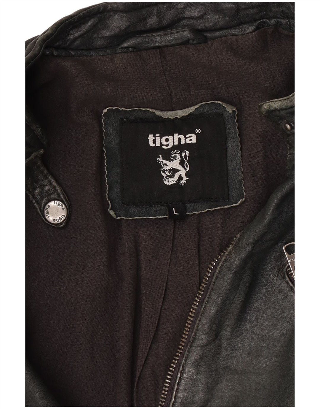 Jaqueta feminina de couro Tigha Racer UK 16 grande cáqui