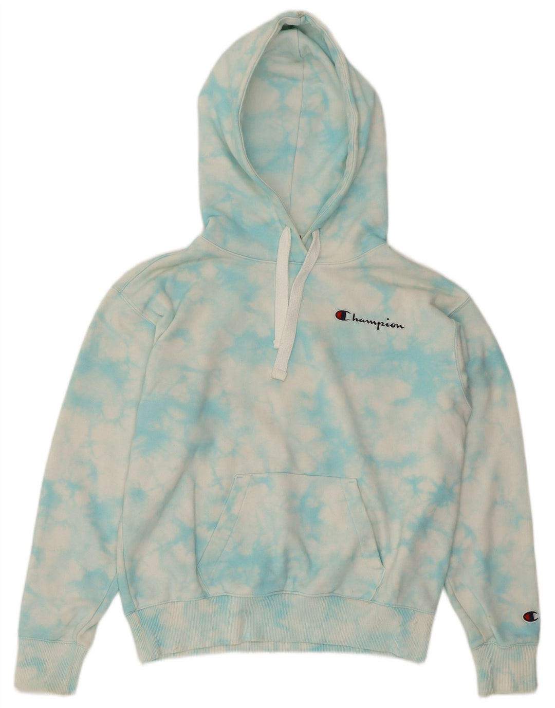 CHAMPION Suéter feminino grande com capuz UK 10 pequeno azul tie-dye algodão