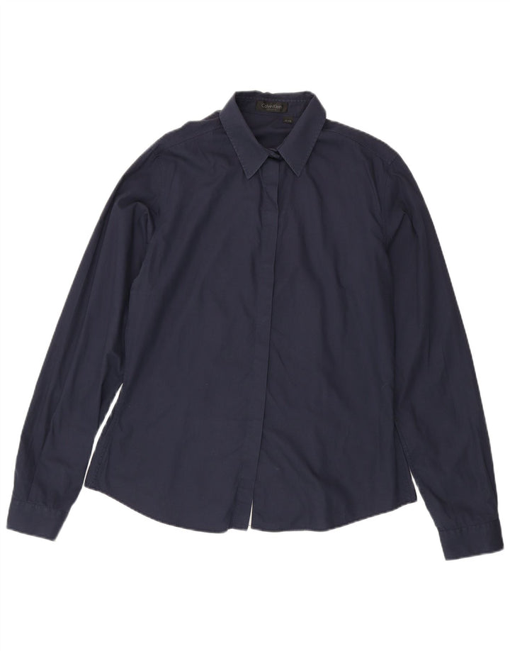 Camisa feminina Calvin Klein EUA 12 grande algodão azul marinho
