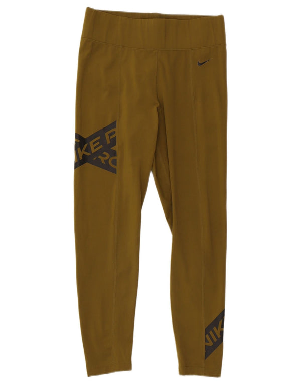 Leggings Nike Femininas Graphic UK 10 Pequenas Cáqui Poliéster