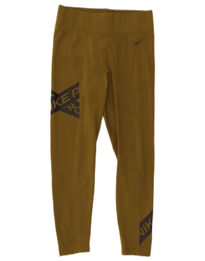 Leggings Nike Femininas Graphic UK 10 Pequenas Cáqui Poliéster