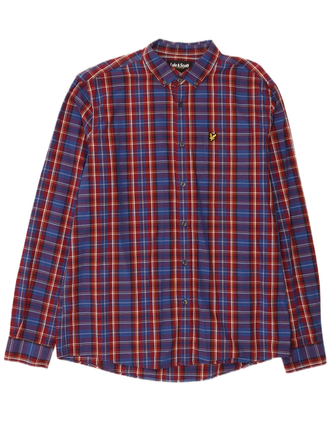 Camisa masculina Lyle & Scott XL azul xadrez algodão