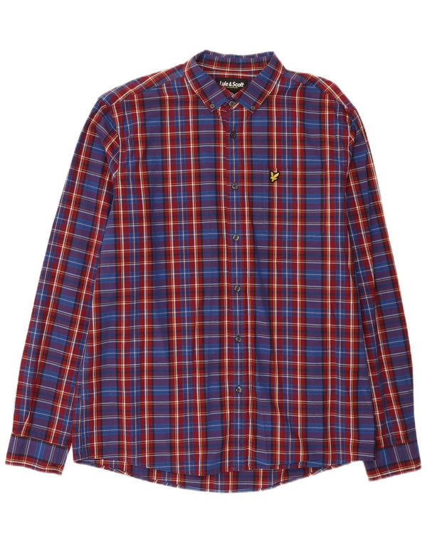 Camisa masculina Lyle & Scott XL azul xadrez algodão