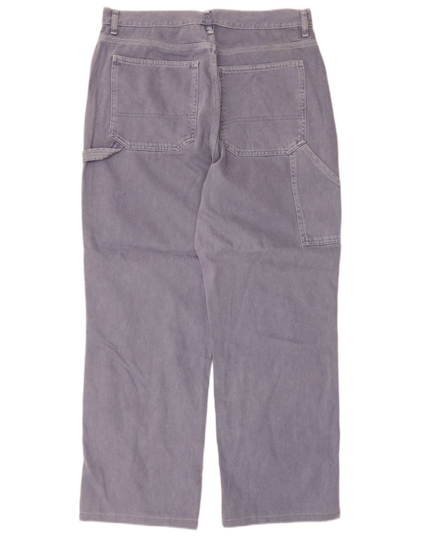 Calça cargo reta feminina Topshop Reino Unido 16 W34 L28 algodão roxo