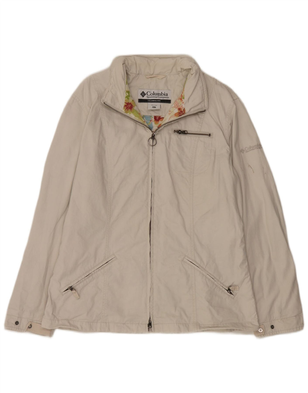 Jaqueta bomber feminina Columbia UK 18 XL algodão branco