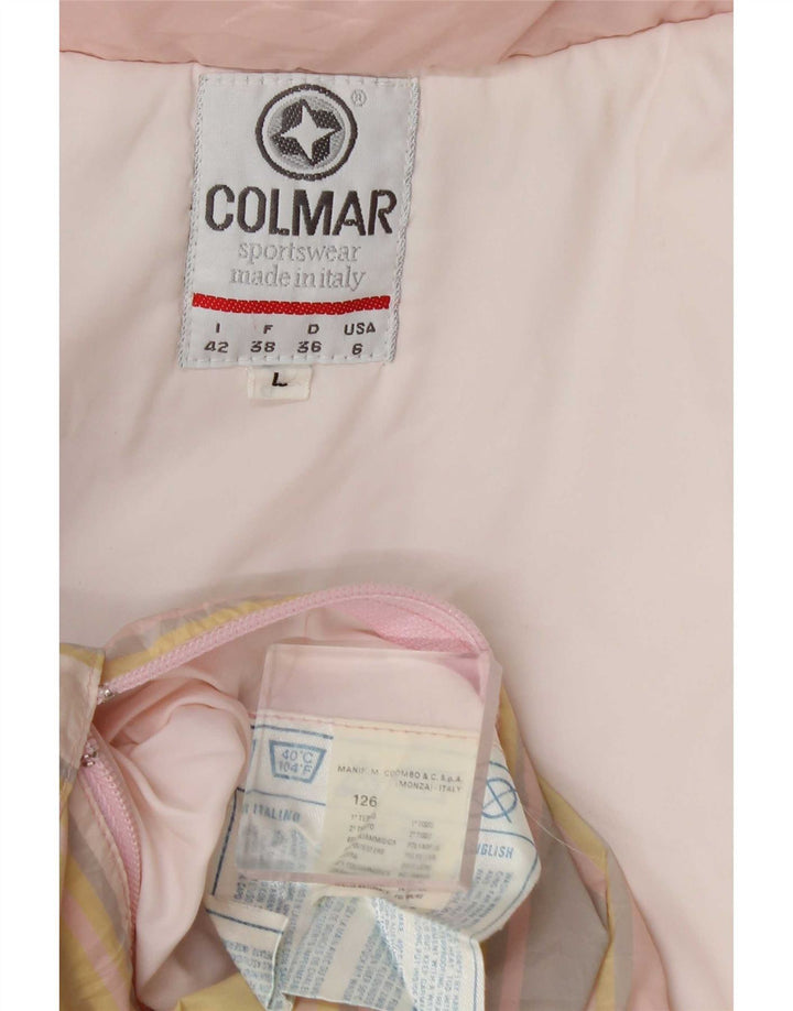 Macacão de esqui feminino com capuz Colmar IT 42 poliamida listrada rosa pequena