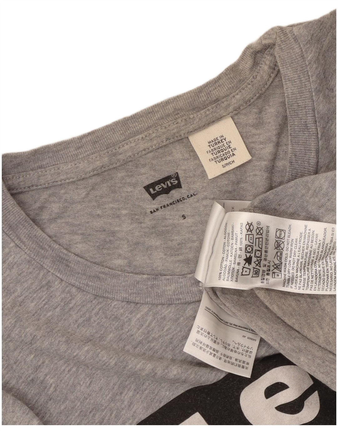 Camiseta gráfica masculina Levi's Top pequeno algodão manchado cinza