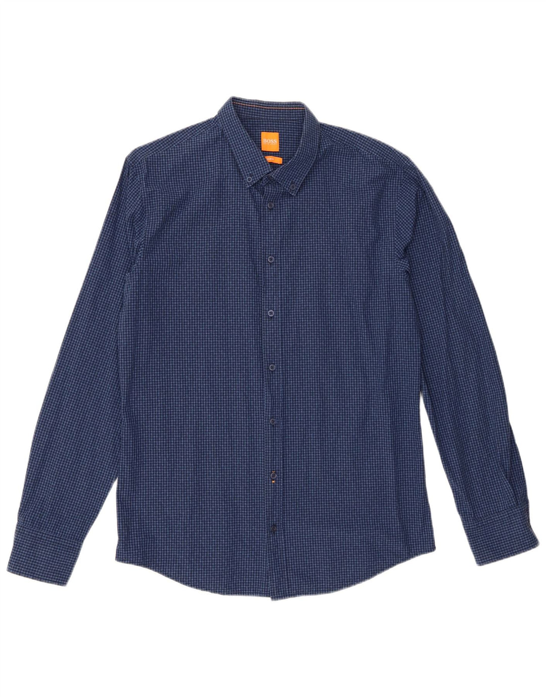Camisa Slim Fit Masculina Hugo Boss Grande Gingham Azul