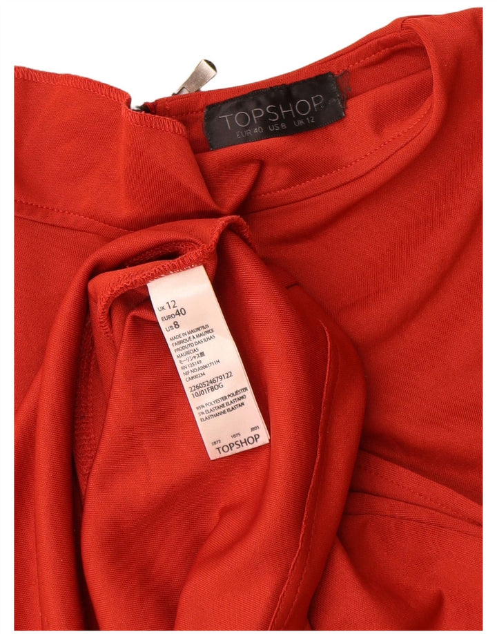 Vestido camiseta feminino Topshop Reino Unido 12 poliéster vermelho médio