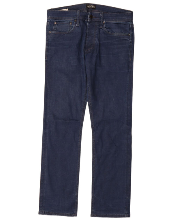 Jack & Jones Mens Clark Straight Jeans W32 L32 Blue Cotton