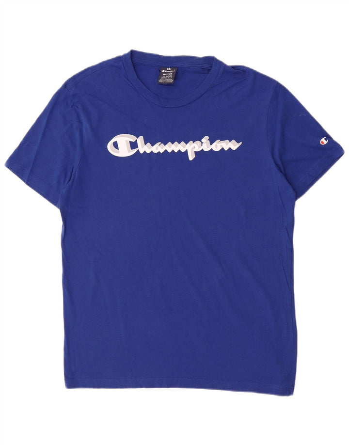 Camiseta masculina estampada Champion algodão azul médio