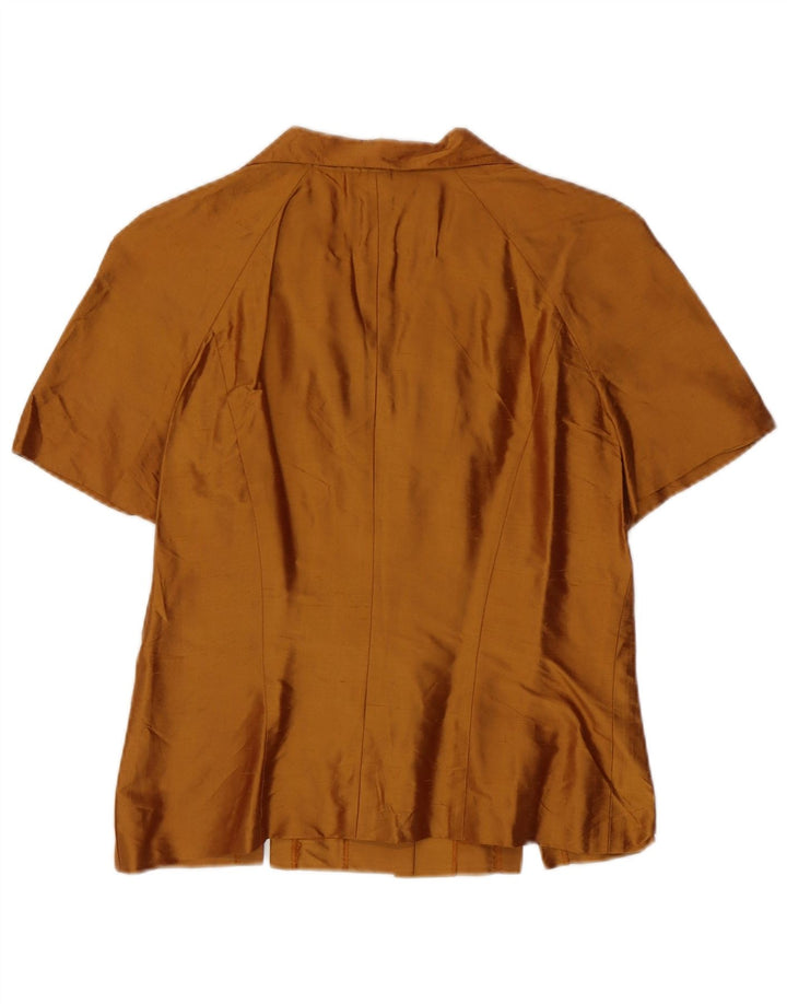 Blusa feminina Luisa Spagnoli manga curta IT 44 seda marrom médio