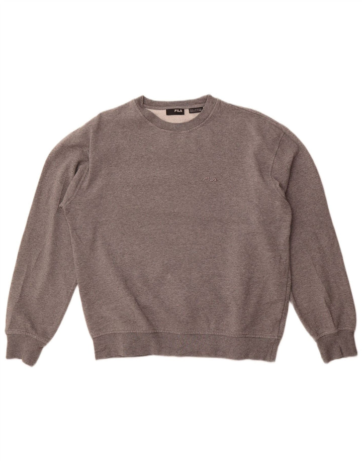 Fila moletom masculino jumper médio cinza algodão