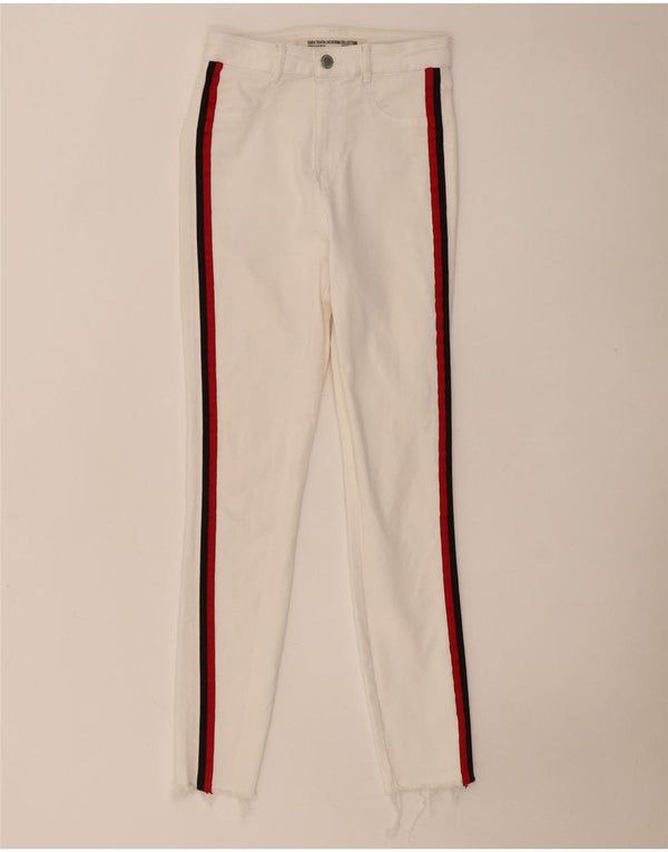 Zara Womens Trafaluc Skinny Jeans EU 36 XS W26 L28 Branco Listrado