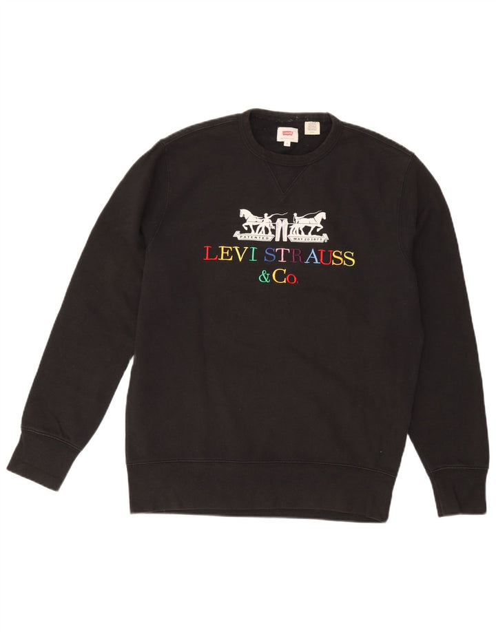 Levi's moletom gráfico masculino jumper pequeno algodão preto
