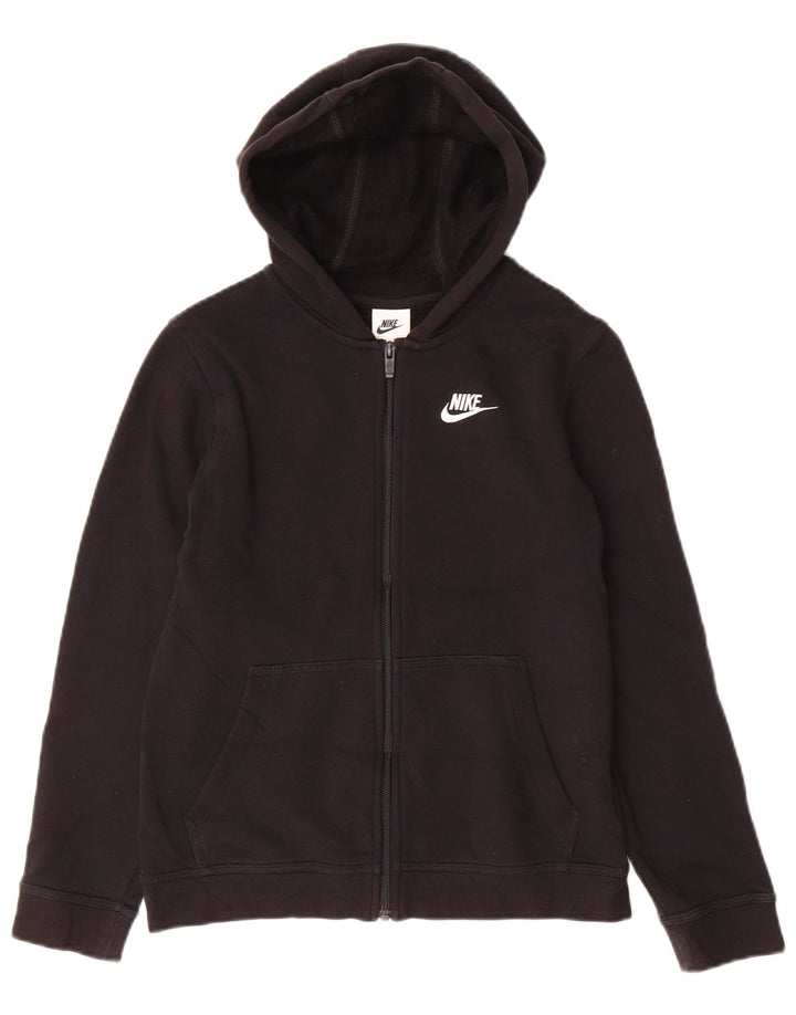 Suéter NIKE Boys Zip com capuz 12-13 anos grande algodão preto