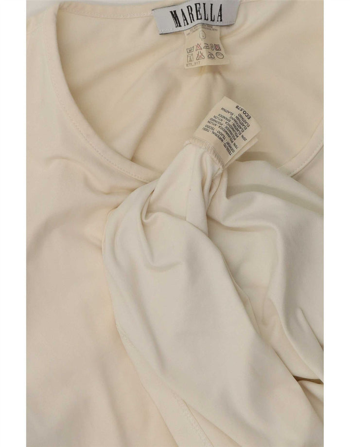 Camiseta feminina Marella UK 14 grande poliamida branca