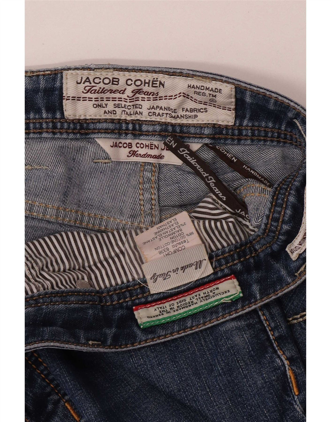 Jacob Cohen Jeans masculino feito à mão slim W35 L29 algodão azul
