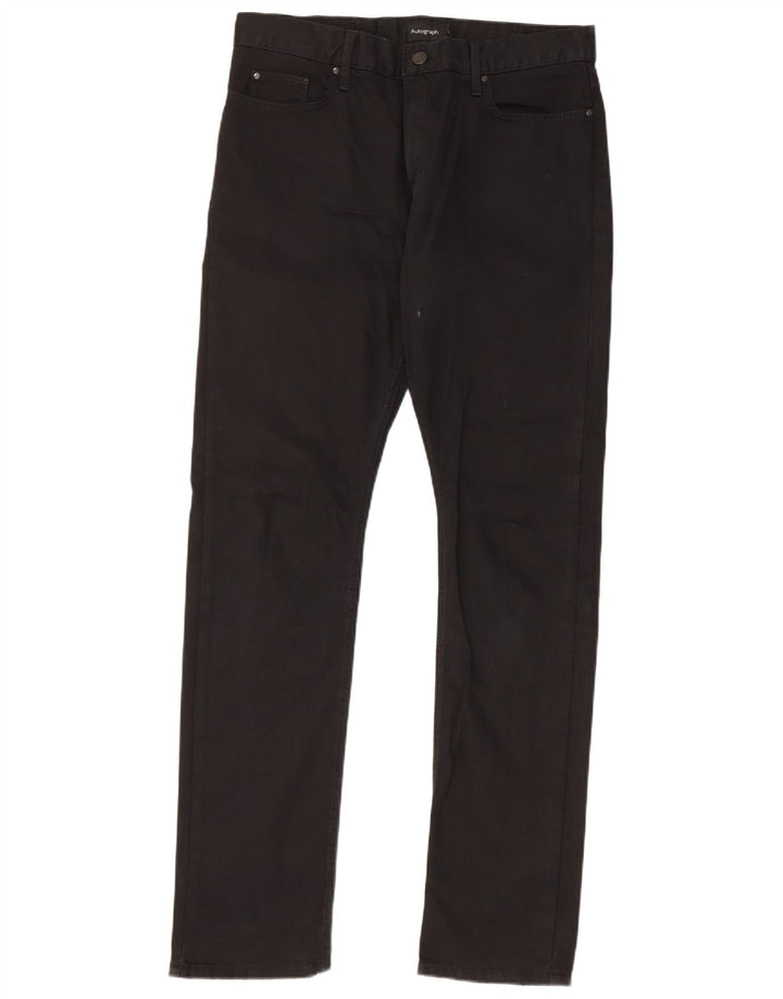 Marks & Spencer Masculino Autograph Slim Jeans W32 L33 Algodão Preto