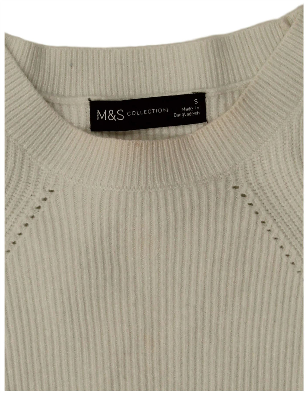 Suéter feminino Marks & Spencer com gola barco e viscose branca pequena Reino Unido 10