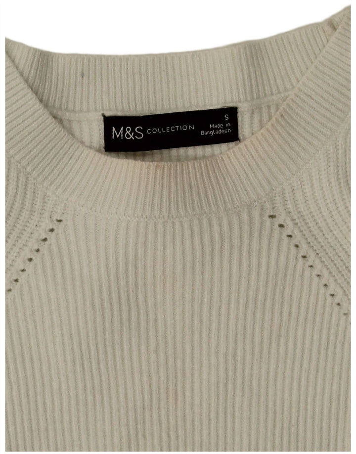 Suéter feminino Marks & Spencer com gola barco e viscose branca pequena Reino Unido 10