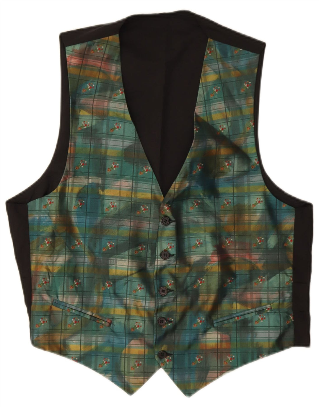 Colete masculino vintage grande xadrez verde