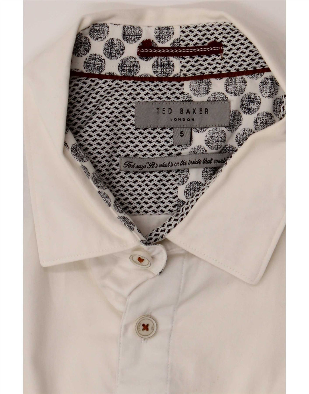 Camisa masculina Ted Baker tamanho 5 XL algodão branco