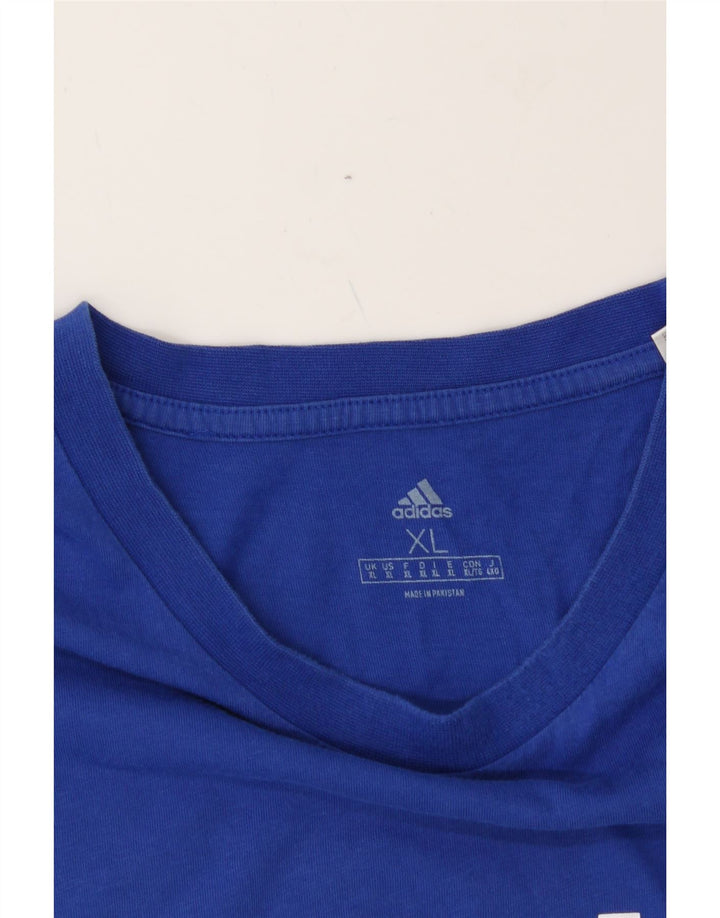 ADIDAS Mens Graphic T-Shirt Top XL Blue Cotton Vintage Adidas and Second-Hand Adidas from Messina Hembry 