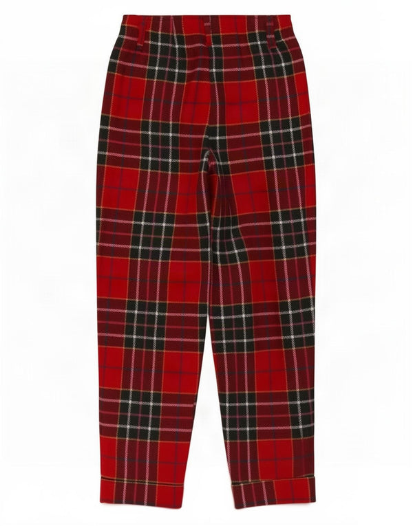Stefanel Womens High Waist Casual Trousers IT 38 XS W24 L26 Red Plaid