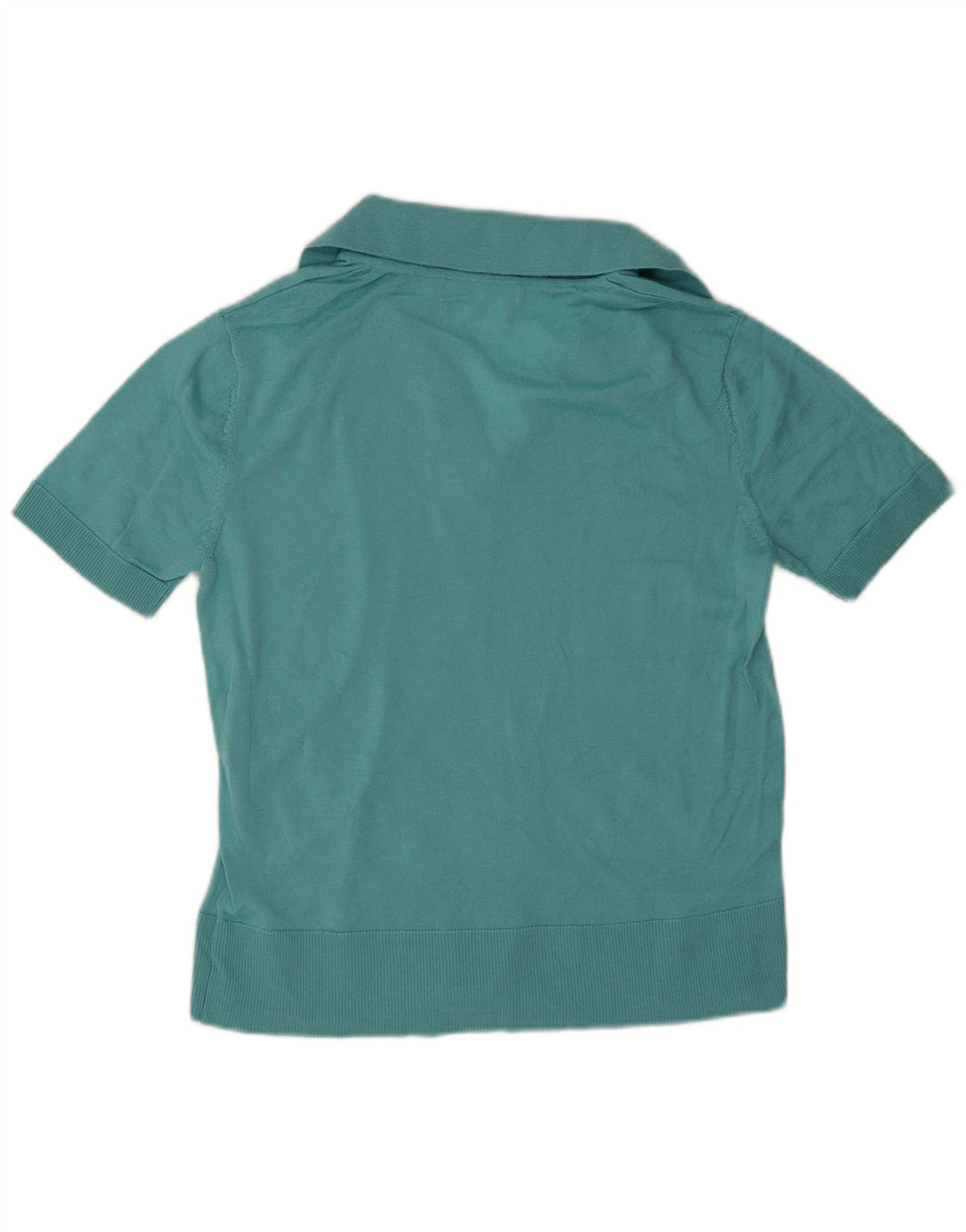Camisa polo feminina Marks & Spencer Reino Unido 12 lã merino azul médio