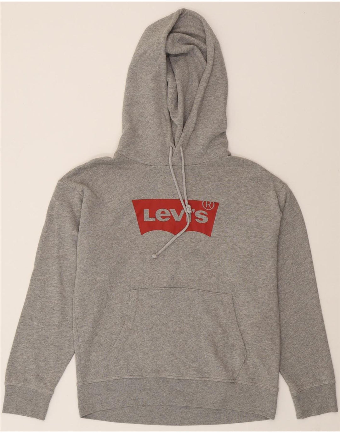 LEVI'S Womens Graphic Hoodie Jumper UK 14 Medium Grey Cotton Vintage Levi's and Second-Hand Levi's from Messina Hembry 