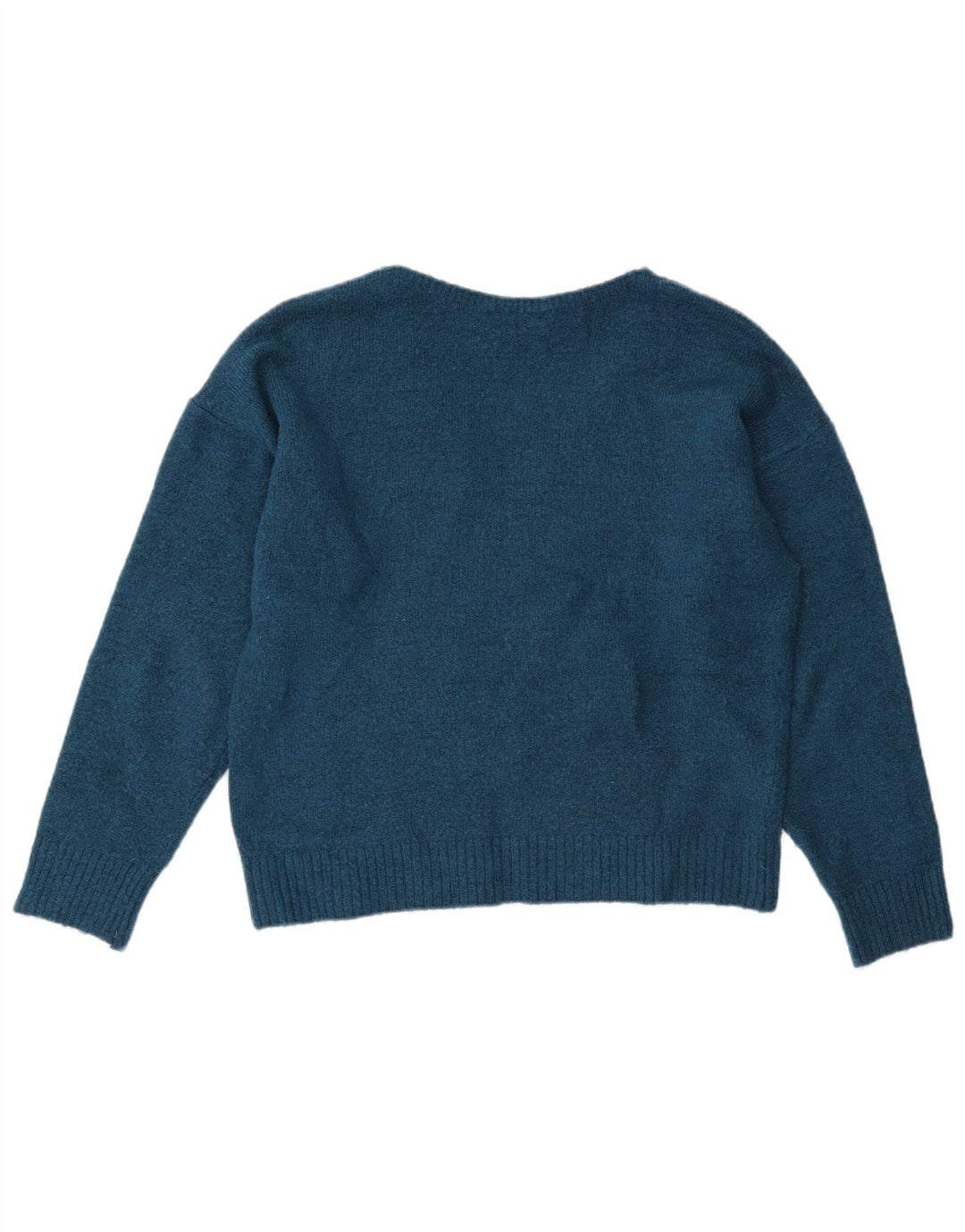 Suéter feminino Marks & Spencer grande com decote em V Reino Unido 10 pequeno azul