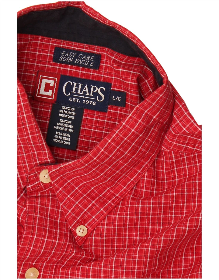 Camisa masculina de manga curta CHAPS grande algodão xadrez vermelho