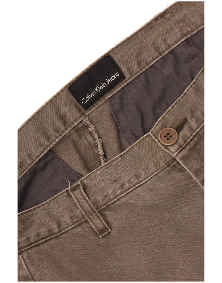 Calça chino reta masculina Calvin Klein W34 L33 cinza