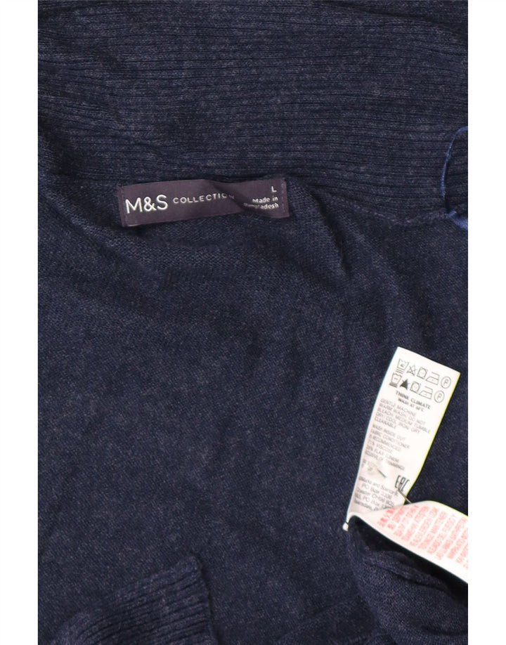 Suéter feminino Marks & Spencer com gola xale Reino Unido 16 grande azul marinho