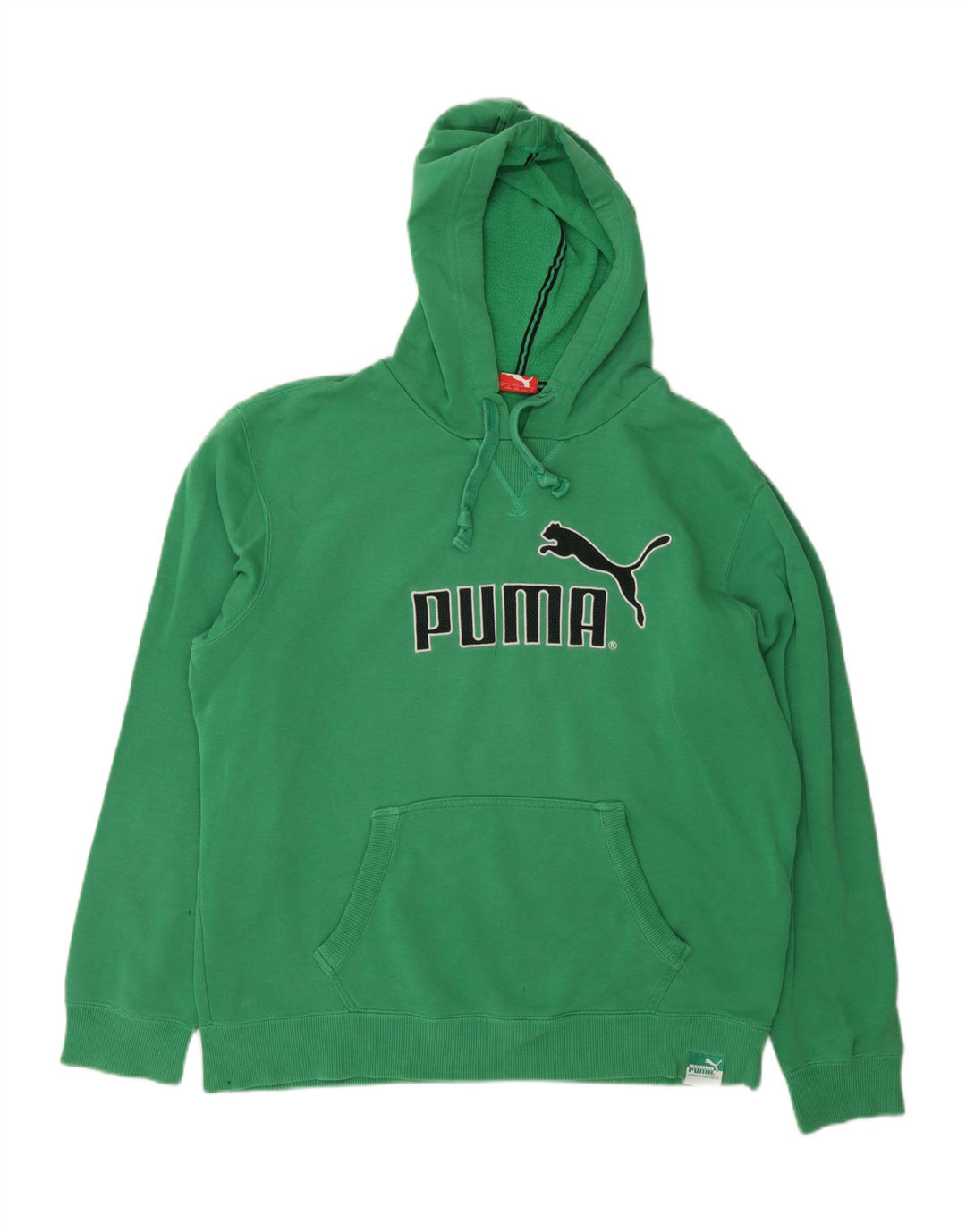 PUMA Mens Graphic Hoodie Jumper Large Green Cotton Vintage Puma and Second-Hand Puma from Messina Hembry 