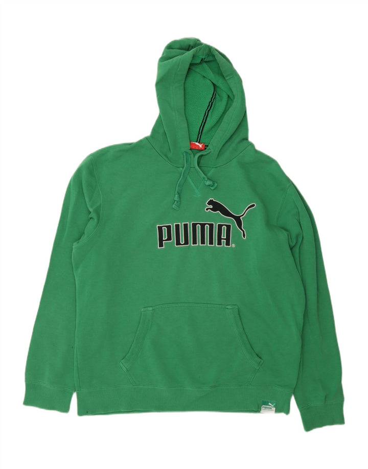 PUMA Mens Graphic Hoodie Jumper Large Green Cotton Vintage Puma and Second-Hand Puma from Messina Hembry 