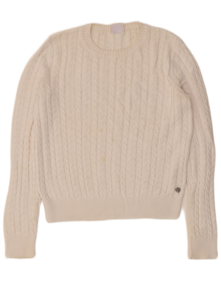 Suéter feminino Sun68 com gola canoa e algodão branco médio UK 12